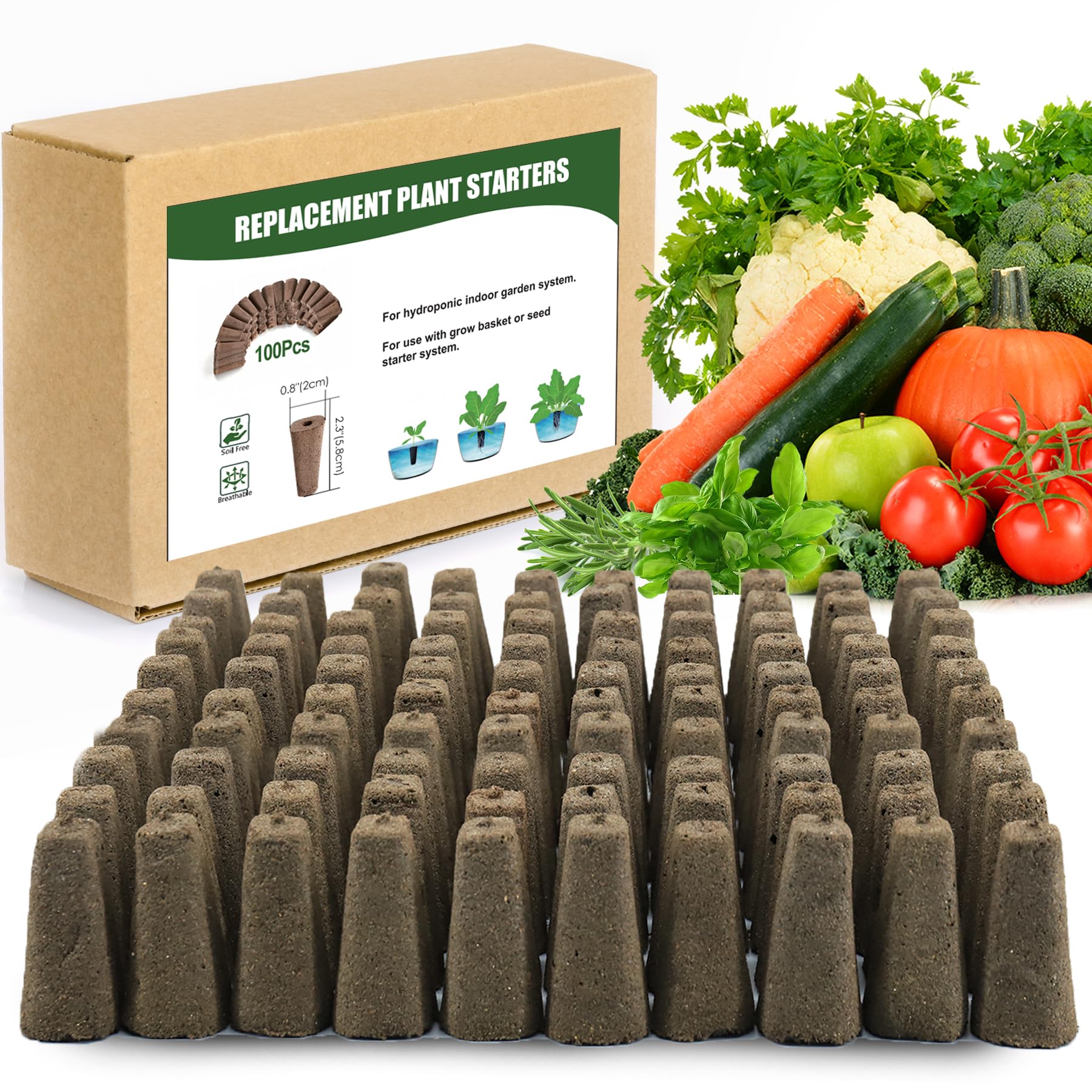 100pcs Grow Sponges Seed Starter Pods for Hydroponics - Square Sponge Cubes Compatible with QYO, LYKO, Idoo Hydroponic Systems | Indoor Gardening Supplies for Herbs, Vegetables & Plant Propagation | Perfect for Home Hydroponic Kits & Seed Starting