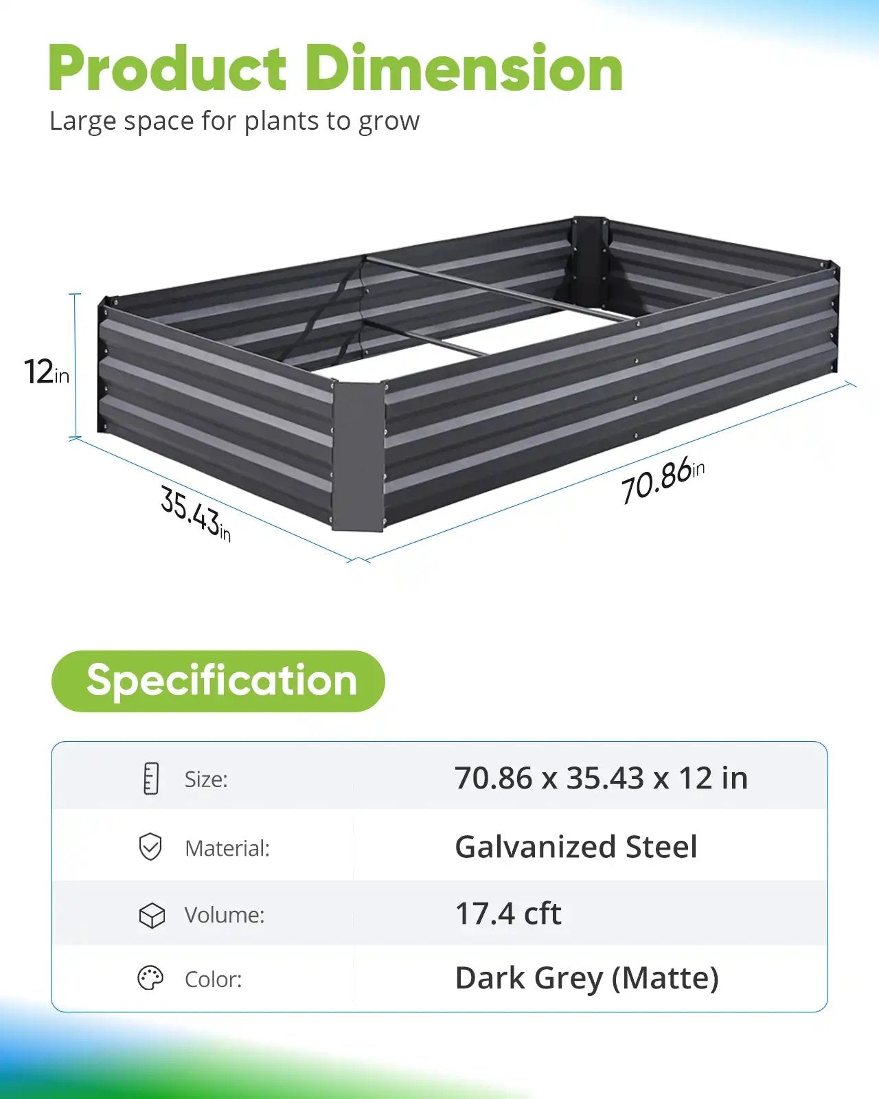 Elevated Raised Garden Bed Kit for Vegetables, Herbs & Flowers - Durable Outdoor Planter Box for Backyard, Patio & Balcony Gardening