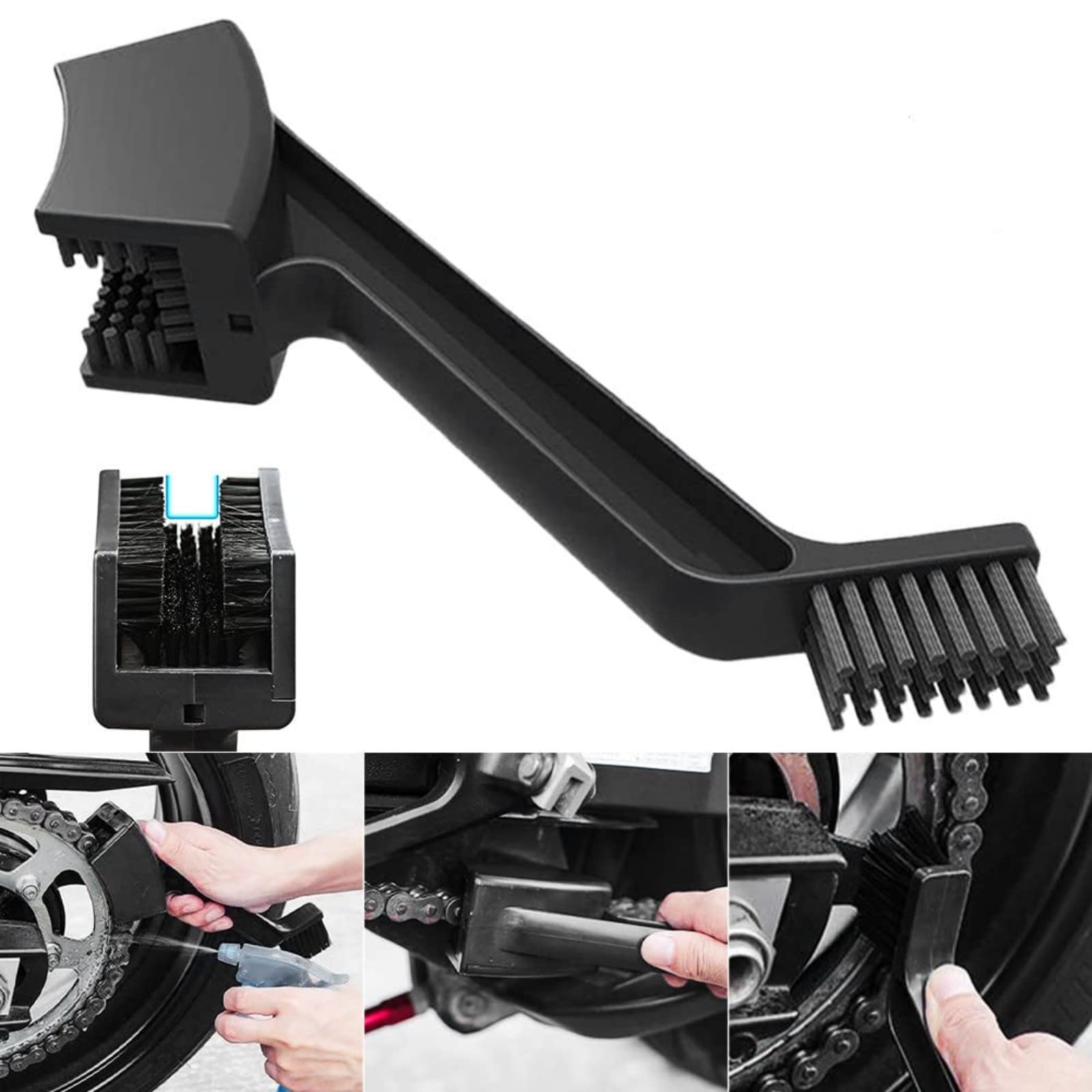 Premium Bike Chain Cleaner & Bicycle Cleaning Brush Kit - Dual Head Design for Effective Chain Maintenance - Ideal for Cycling Bikes & Motorcycles - Perfect for Road Bikes, Mountain Bikes & Motorcycle Maintenance
