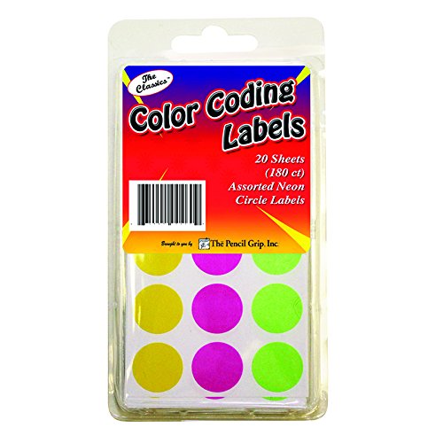 The Pencil Grip Neon Circle Labels - 50-Pack | Bright, Colorful Stickers for School, Office & Home Organization