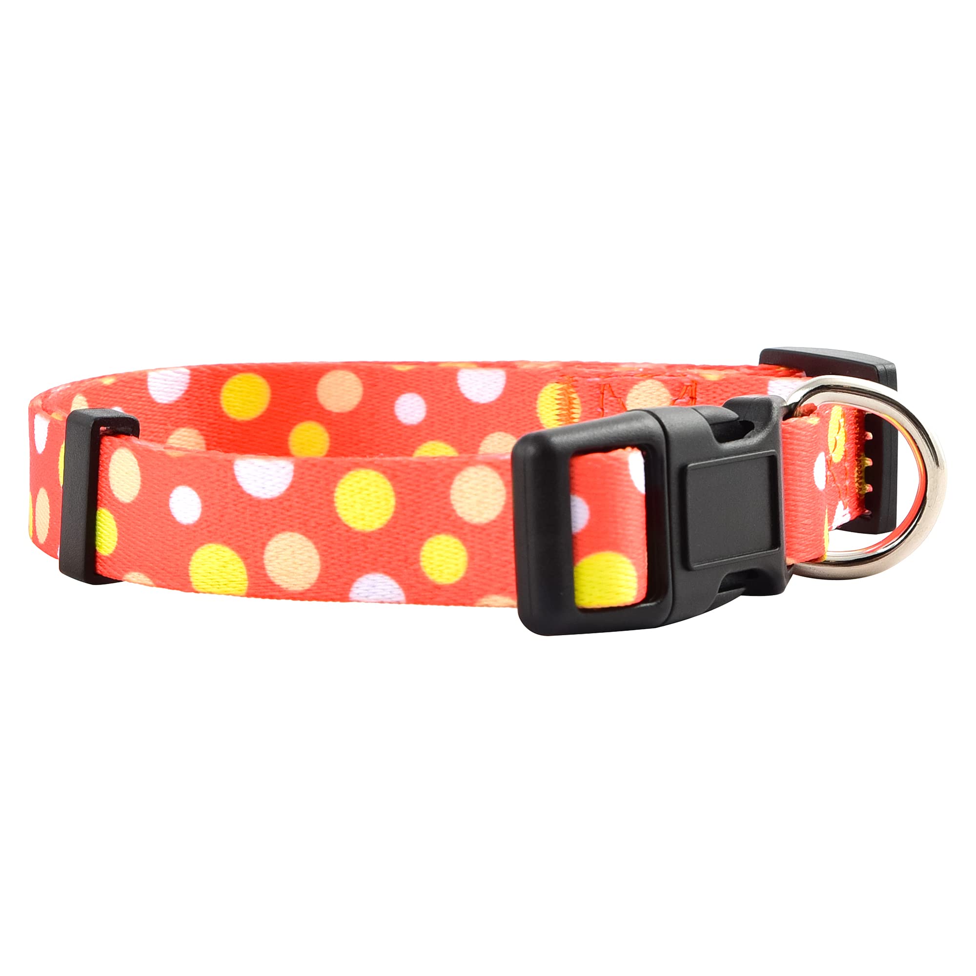 Native Pup Polka Dot Dog Collar - Adjustable Pet Collar for Small Medium Large Dogs - Cute Fabric Collar for Puppies & Adult Dogs - Perfect for Daily Walks, Training & Fashion Accessories