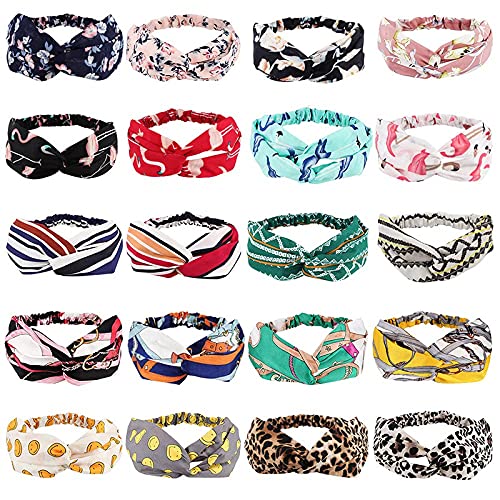 FAMEZA 12 Pack Boho Headbands for Women - Non Slip Floral Elastic Hair Bands, Criss Twisted Head Wraps - Perfect for Yoga, Workouts, and Everyday Fashion Accessories