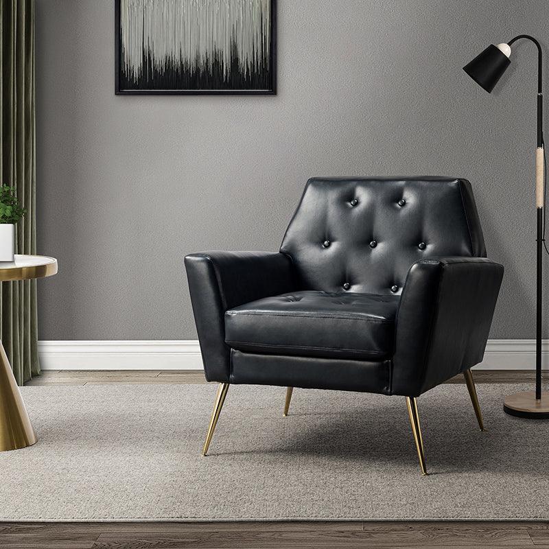 Raelynn Vegan Leather Armchair - Modern PU Leather Lounge Chair for Living Room, Office & Bedroom - Eco-Friendly Faux Leather Accent Chair for Home Decor