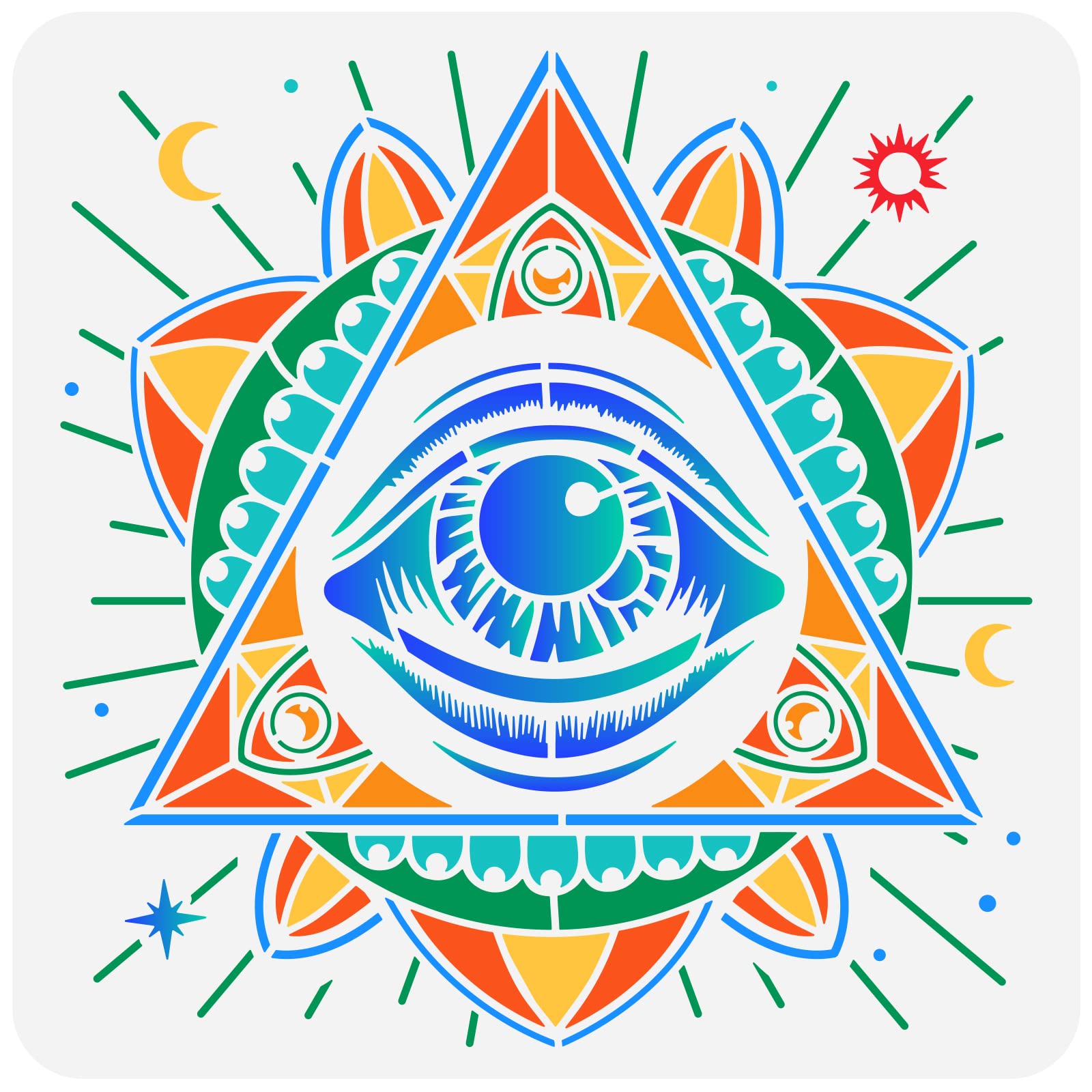 FINGERINSPIRE All Seeing Eye Painting Stencil 11.8x11.8 Inch - Pyramid Symbol, Eye of Providence Stencil for Wall Art, Wood Decor, Scrapbooking | Masonic, Spiritual & Esoteric Designs for DIY Projects & Home Decoration