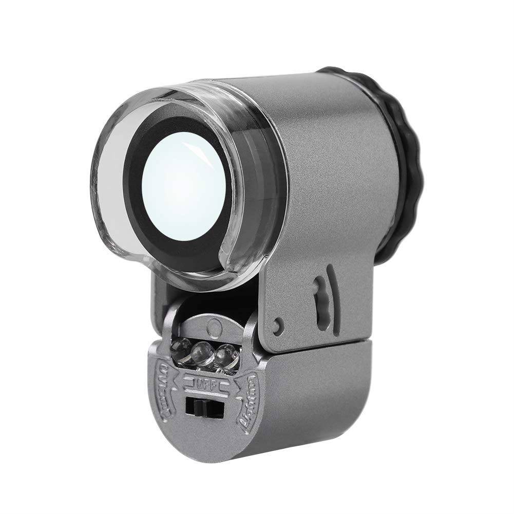 50X Pocket Jewelry Loupe with UV LED Light - Mini Magnifier for Jewelry, Diamonds, Stamps & Coin Collection - Portable Handheld Magnifying Glass for Gemologists, Hobbyists & Professionals - Perfect for Jewelry Appraisal, Stamp Verification & Coin Grading