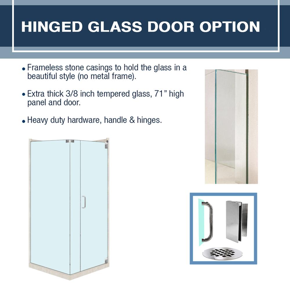 Rafe Marble Classic Corner Shower Enclosure Kit - Frameless Glass Shower Door for Bathroom, Waterproof & Durable Shower Stall for Home Spa Experience