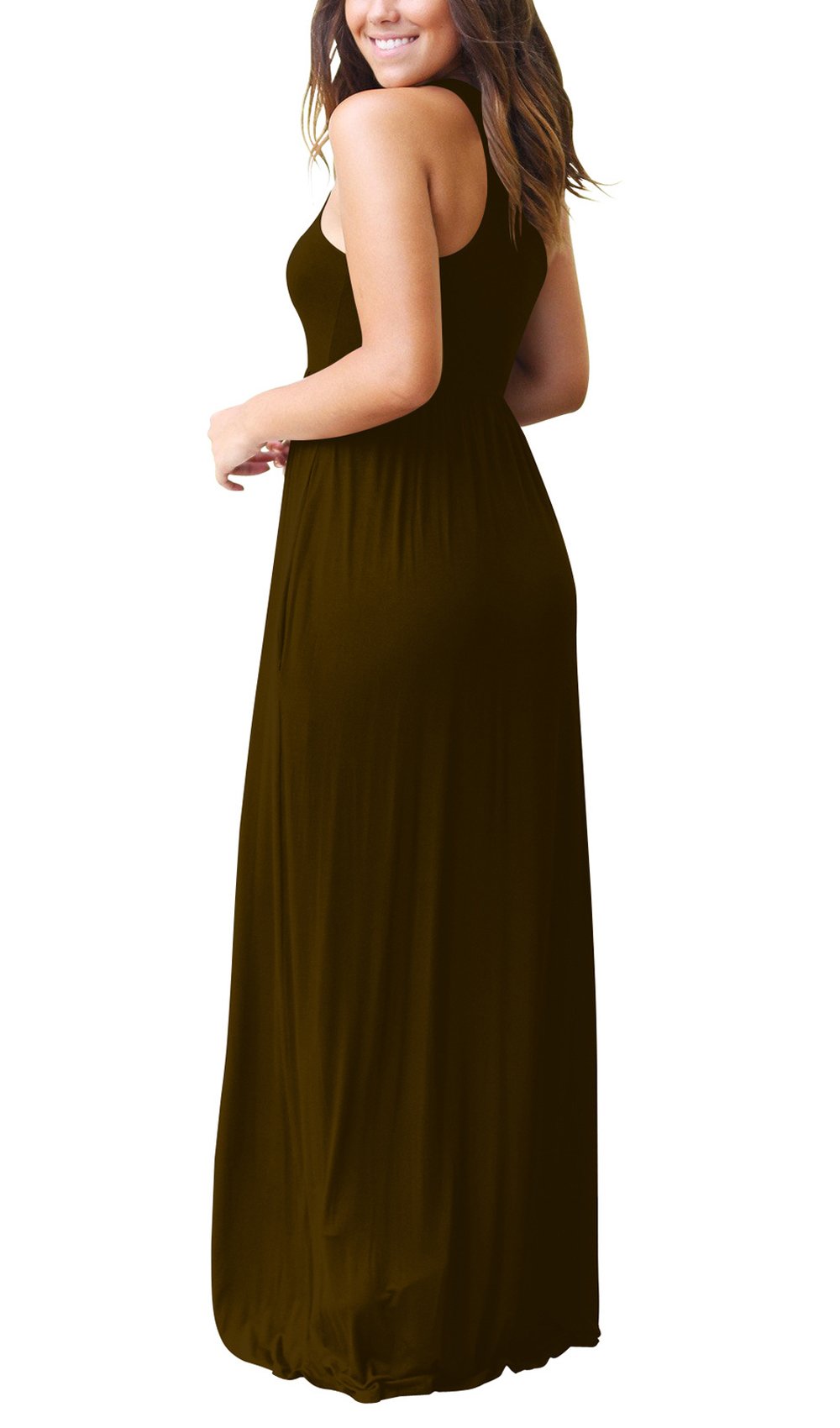 Dreamskull Women's Sleeveless Racerback Maxi Dress - Casual Loose Fit Long Dress with Pockets for Summer, Beach, Travel & Everyday Wear
