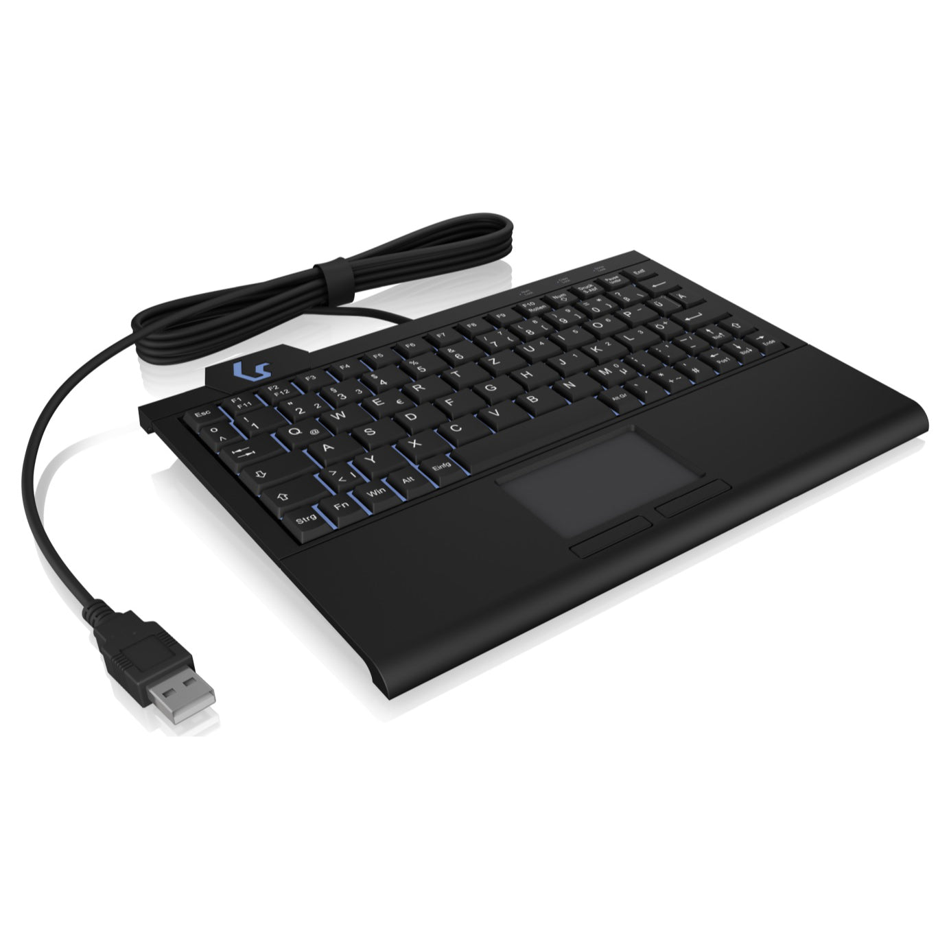 Keysonic KSK 3210 Super Mini Wireless Keyboard with Backlit LED & Built-in Touchpad - Compact Ergonomic Design for Laptop, PC, Gaming & Home Office Use