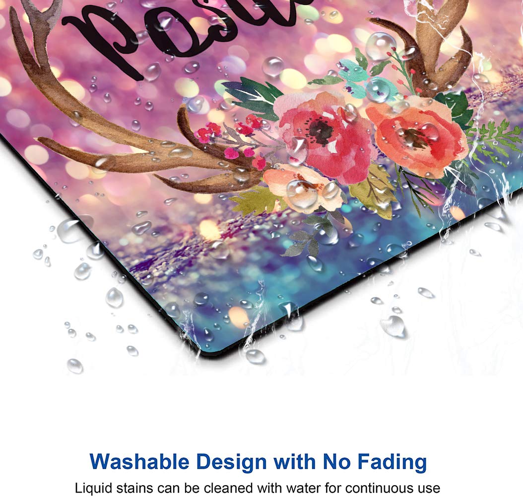 Stay Positive Inspirational Quote Mouse Pad - Purple Glitter Non-Slip Rubber Base Square Waterproof Office Desk Pad for Laptop & Computer, 9.5x7.9 Inches (Perfect for Work, Gaming & Home Office Use)