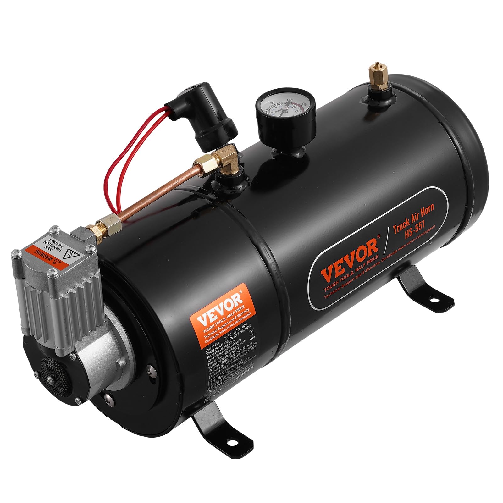 VEVOR 12V Air Compressor with 0.8 Gallon/3L Tank, 120 PSI Onboard Air System for Train Horns, Tires, Air Mattresses - Perfect for Trucks, RVs, and Off-Road Vehicles