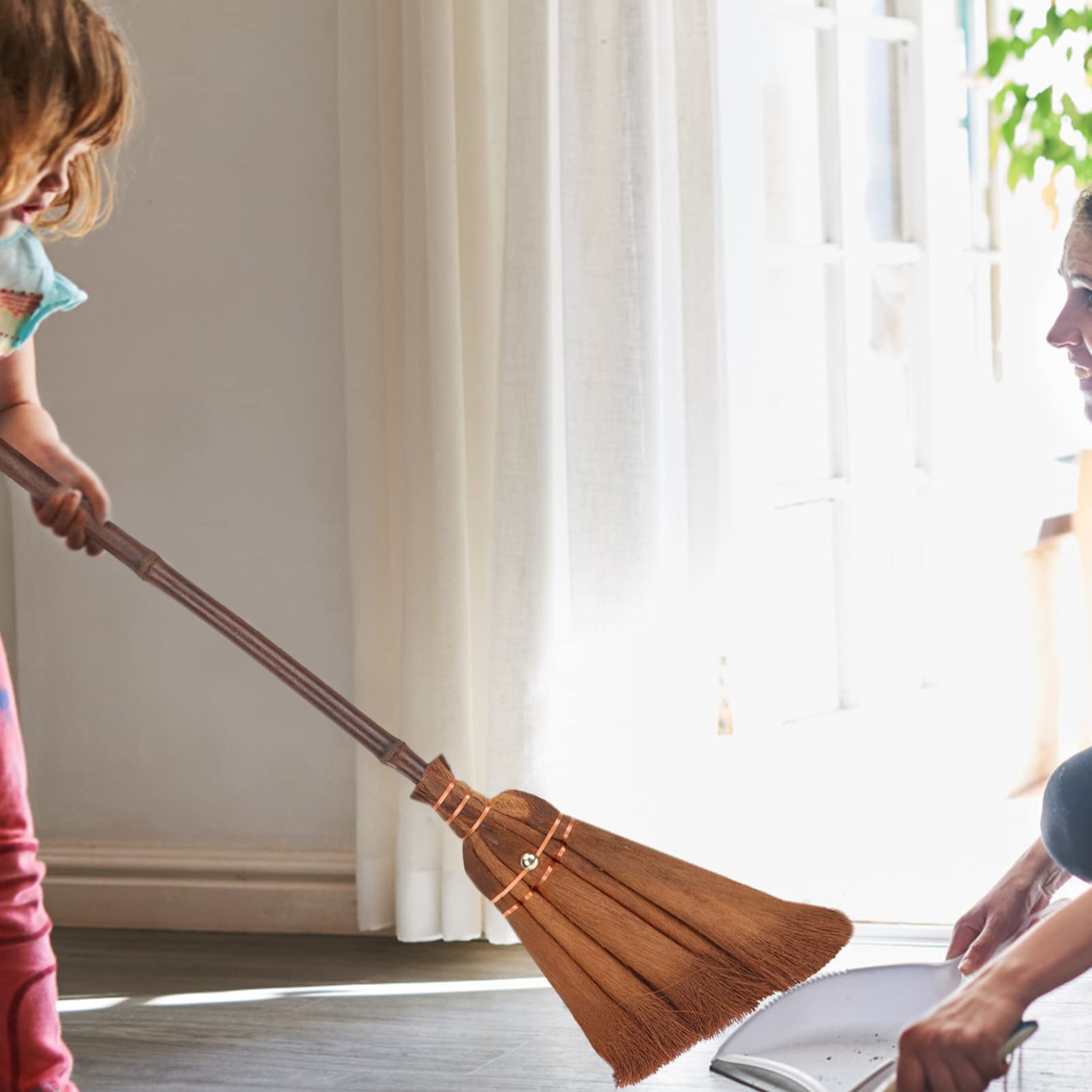 Eco-Friendly Straw Broom for Floor Cleaning | Handmade Braided Small Broom | Household Cleaning Supplies | Perfect for Hardwood Floors, Patios & Tight Spaces