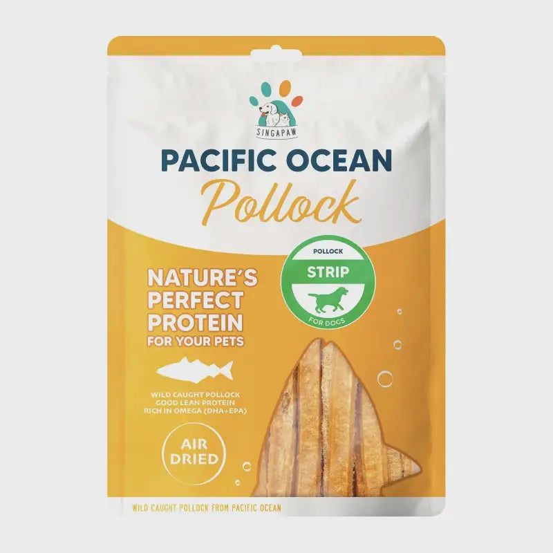 Premium Air-Dried Pacific Ocean Pollock Strips for Dogs - 70g Natural Dog Treats - High-Protein, Grain-Free Snacks for Training & Dental Health - Perfect for Small, Medium & Large Breeds