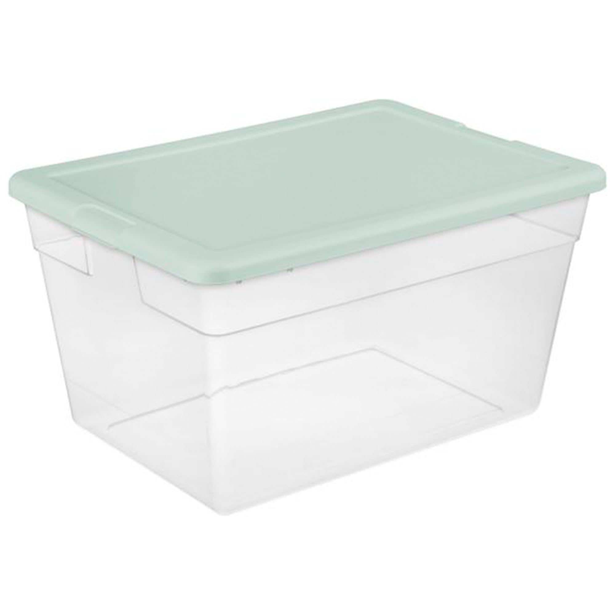 Sterilite 24-Pack Clear Plastic Storage Bins with Lids - 56 Qt Stackable Organizer Containers for Home, Office & Closet Organization - Mindful Mint Color