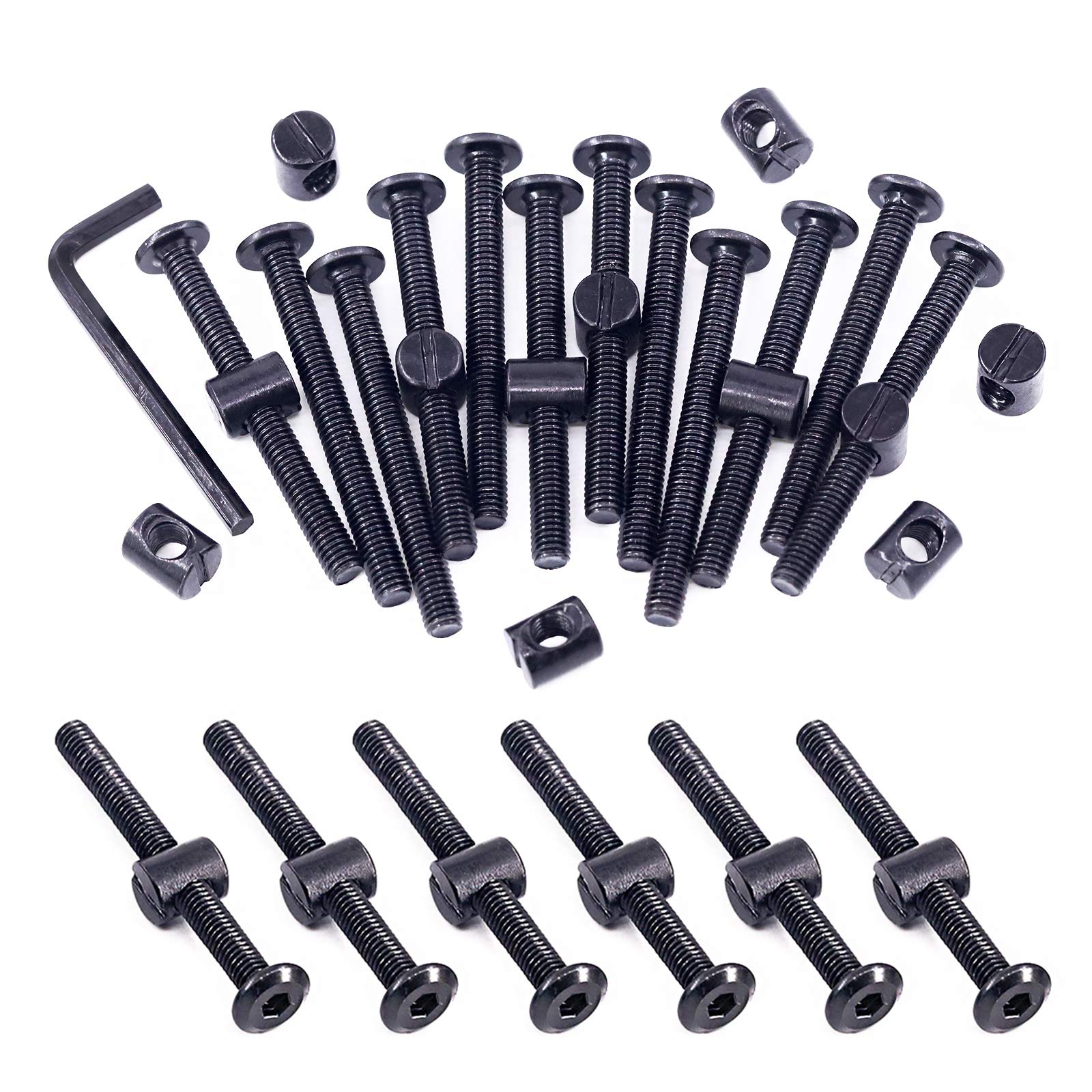 Swpeet 51Pcs M6x60mm Crib Screws Kit with Allen Wrench - Perfect for Baby Beds & Furniture Assembly