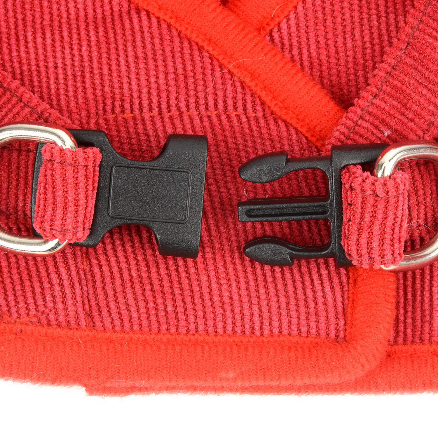 No Pull Dog Harness and Leash Set - Adjustable Reflective Soft Corduroy Mesh Vest for Small Dogs & Puppies (Chihuahua, Boy/Girl) - Comfortable Step-in Design for Walking, Training & Outdoor Adventures (Red)