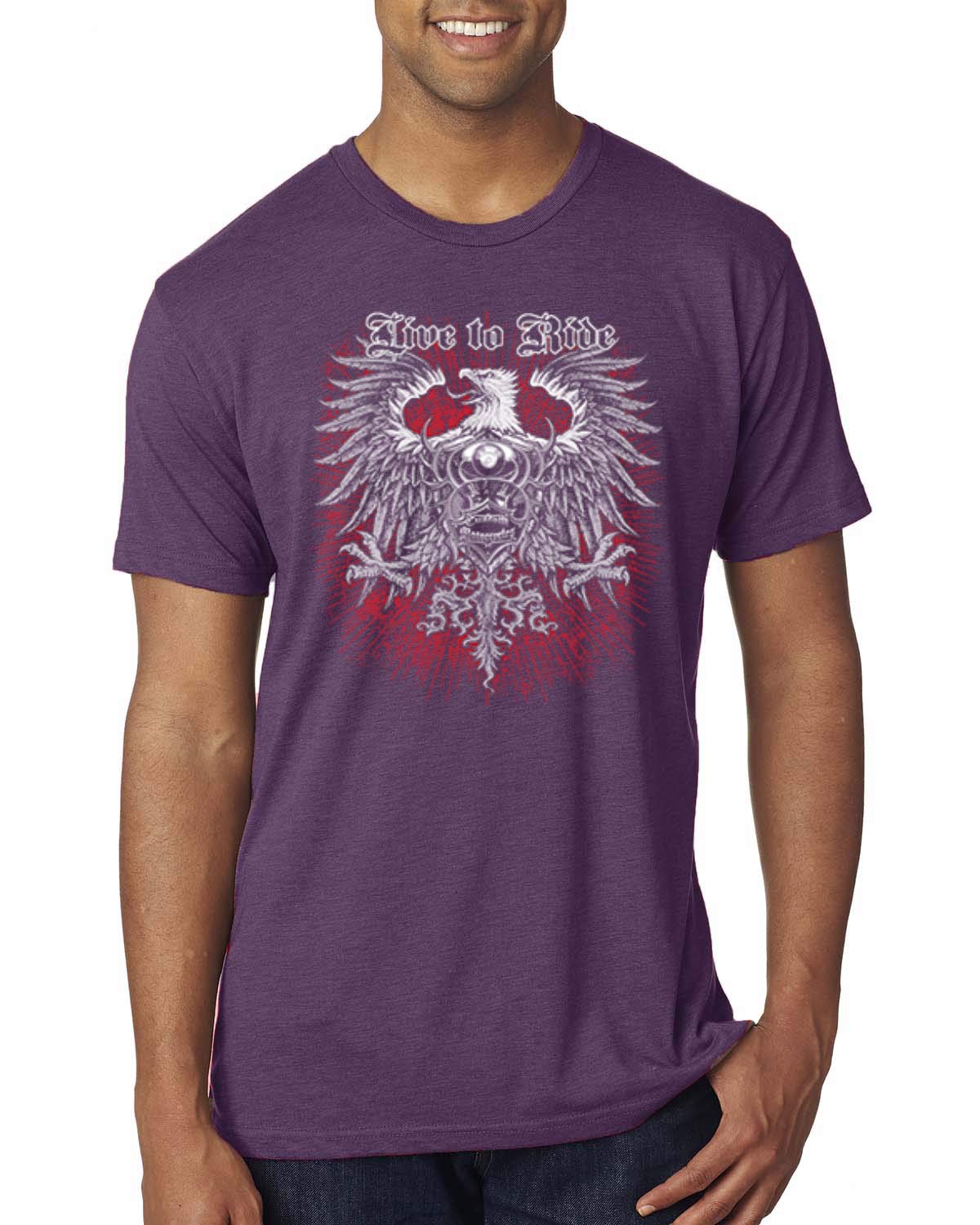 Live to Ride Motorcycle Club Premium Tri-Blend T-Shirt for Men - Comfortable & Stylish Biker Tee for Riding, Road Trips & Casual Wear