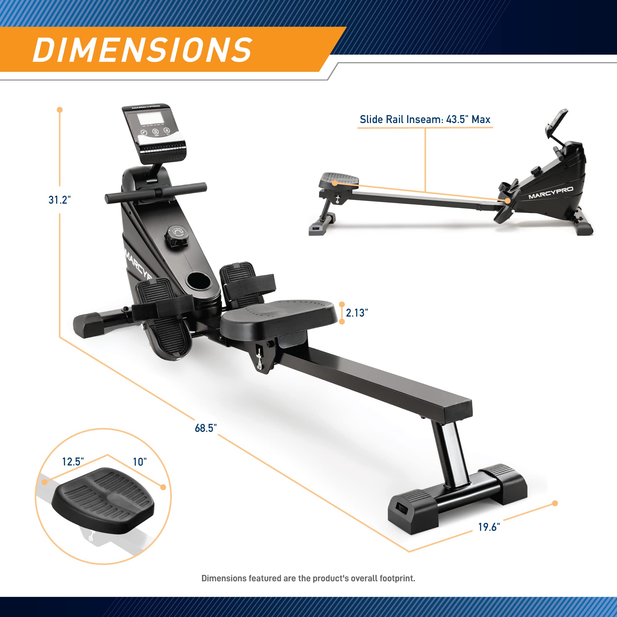 Marcy Compact 8-Level Adjustable Magnetic Resistance Rowing Machine with Transport Wheels - Home Gym Equipment for Full Body Workout, Cardio Training & Small Space Fitness