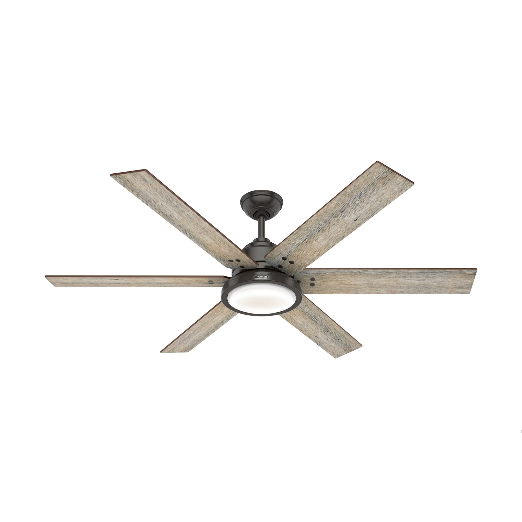 Hunter 60 Inch Warrant Ceiling Fan with LED Light Kit - Modern Indoor/Outdoor Cooling Fan for Living Room, Bedroom, Patio & Covered Porches
