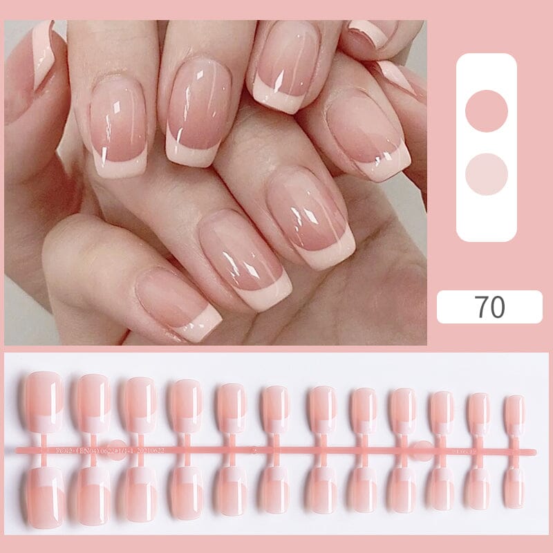 24pcs 12 Sizes French Jelly Press on Nails - Fake Nail Tips A70 - Long Lasting Glossy Nail Art for Parties, Weddings & Daily Wear