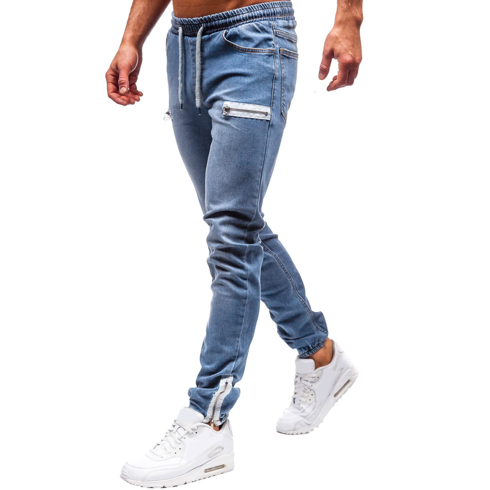 Toddler Sippers & Men's Fashion Casual Short Jeans with Zipper Pockets - Pure Color Solid Denim Pants for Playtime & Everyday Wear