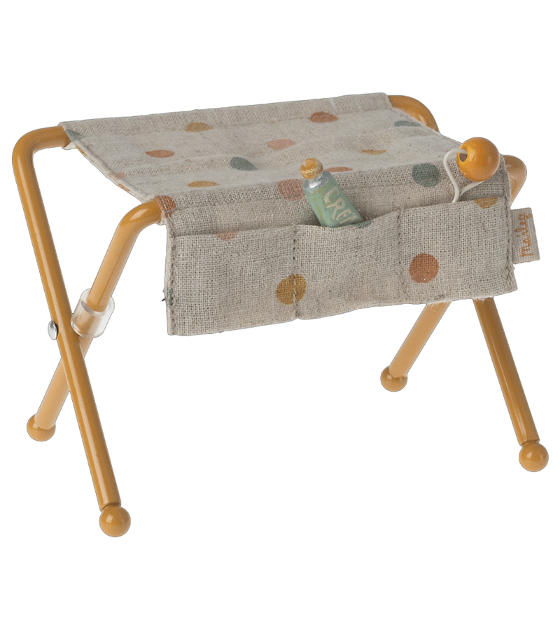 Maileg Ocher Baby Mouse Changing Table - Soft & Safe Nursery Dresser for Newborns | Perfect for Baby Rooms, Daycares & Gift Registries