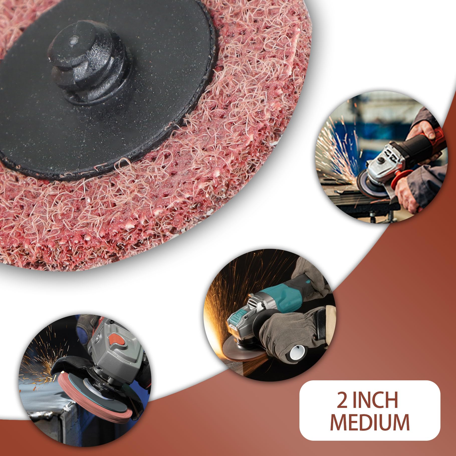 50Pcs 2 Inch Quick Change Sanding Discs - Medium Grit Surface Prep Conditioning Discs for Stripping, Grinding, Polishing & Finishing - Perfect for Woodworking, Metalworking & DIY Projects