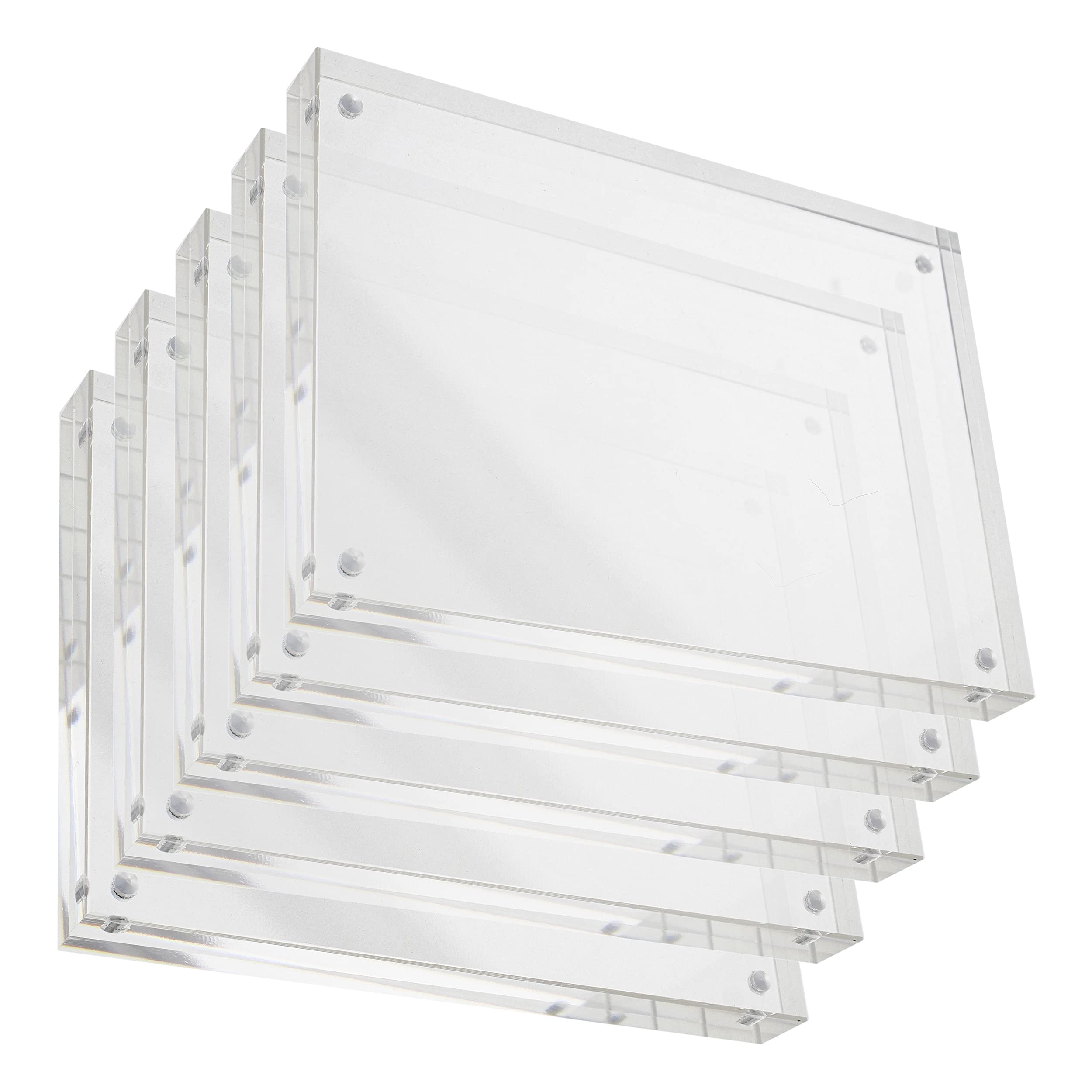 7Penn Acrylic Picture Frames 5x7 Inch - 5 Pack Clear Magnetic Double Sided Photo Frames for Wall & Tabletop Display - Perfect for Home, Office, and Gift Giving