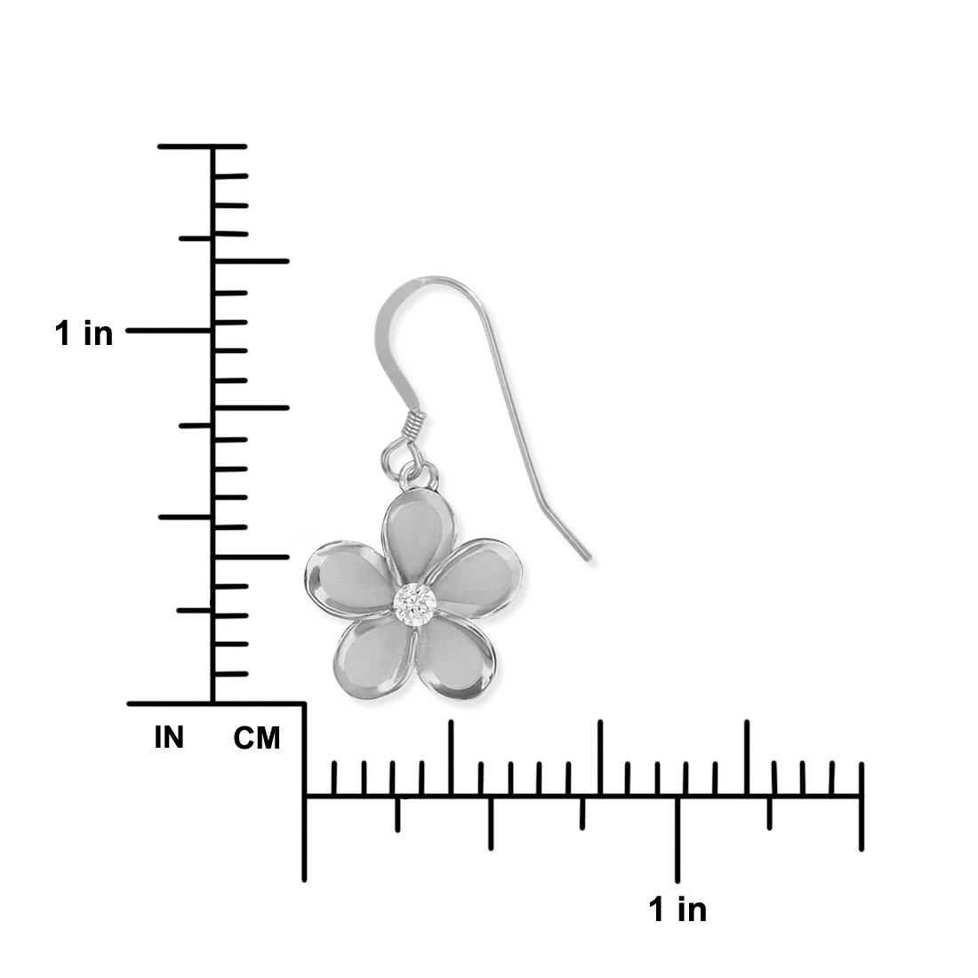 Sterling Silver 15mm Plumeria Flower Dangle Earrings for Women - Hawaiian Style Tropical Jewelry Gift for Beach Vacation, Summer Party & Boho Fashion