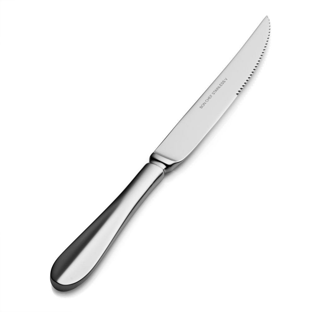 Premium Monroe Euro Solid Handle Steak Knife Set - 12 Piece Stainless Steel Steak Knives for Fine Dining, BBQ & Steakhouse Experience | Dishwasher Safe & Rust Resistant