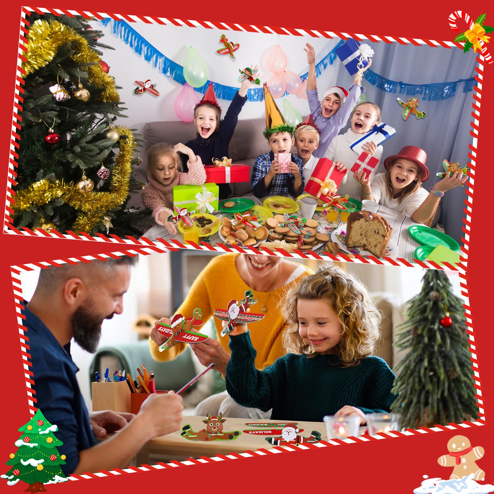 40 Pack Christmas Foam Glider Airplanes for Kids - Bulk Flying Toy Planes for Stocking Stuffers, Xmas Party Favors & Classroom Activities - Fun Outdoor/Indoor Play for Home, School & Holiday Gatherings