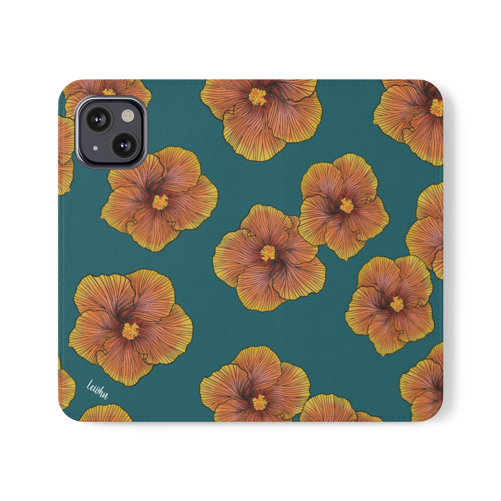 Premium Sunrise Hibiscus Folio Case for Phones & Tablets - Durable Protective Cover with Stylish Floral Design | Perfect for Work, Travel & Everyday Use
