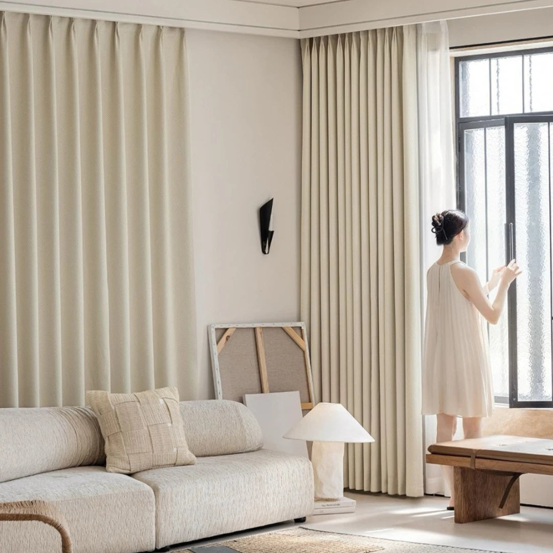 Blake Chenille Basketweave Blackout Curtains for Bedroom - Custom Room Darkening Window Drapes for Home Theater & Nursery