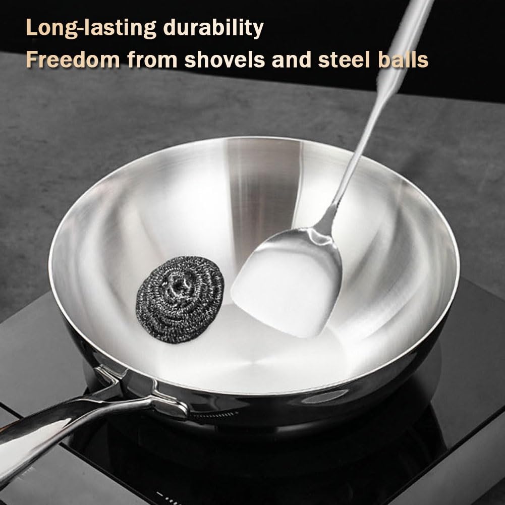 XUHONGYA 26cm Stainless Steel Non-Stick Wok Pan with Lid - Dishwasher & Oven Safe - Induction Compatible - Perfect for Stir-Frying, Sautéing & Deep Frying - Home & Restaurant Use