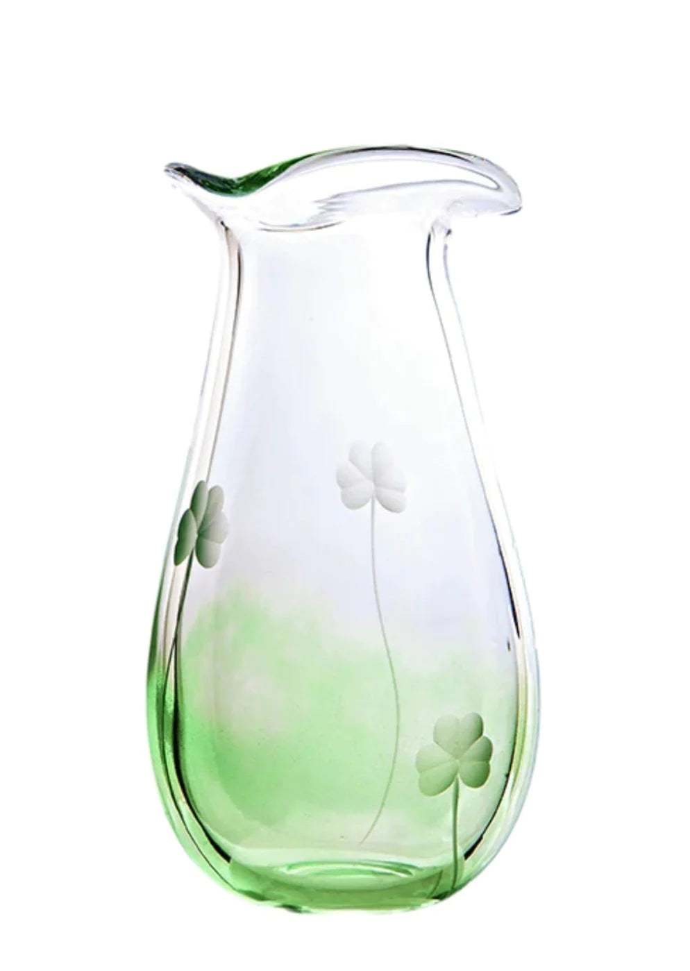 Irish Shamrock Large Glass Vase - Elegant Handcrafted Home Decor for St. Patrick's Day, Weddings & Centerpieces - Perfect for Floral Arrangements and Gift Giving