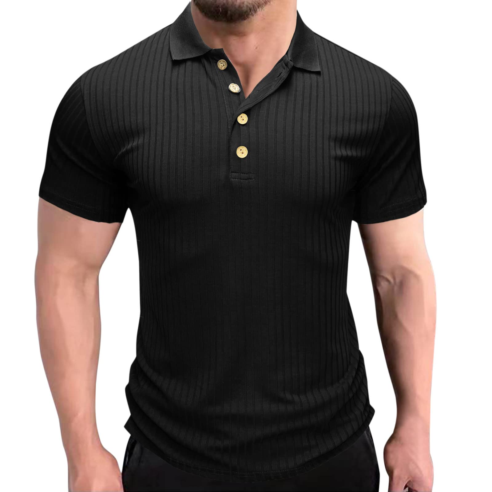 Men's Short Sleeve Polo Shirts - Wrinkle-Free Graphic Gingham DryFit Grey T-Shirts for Military & Casual Wear | Breathable & Comfortable for Golf, Work & Outdoor Activities
