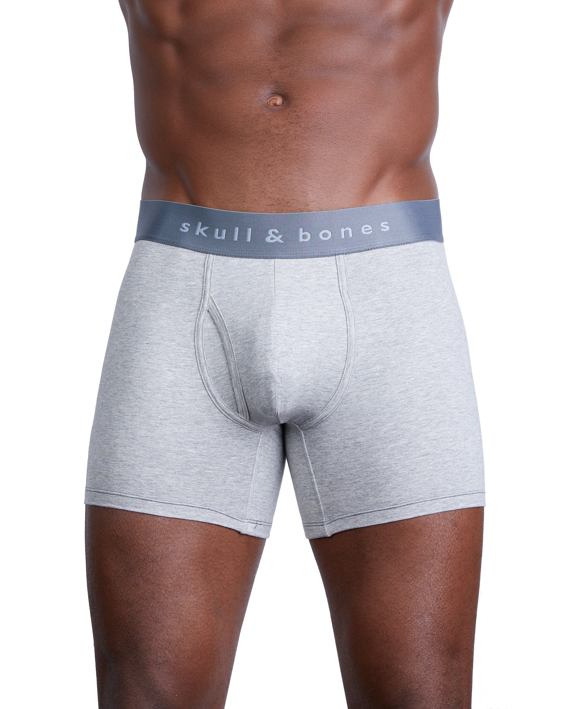 Just the Bones Men's Boxer Briefs - Soft Grey Cotton Underwear for Comfort & Support | Perfect for Everyday Wear, Gym & Lounge