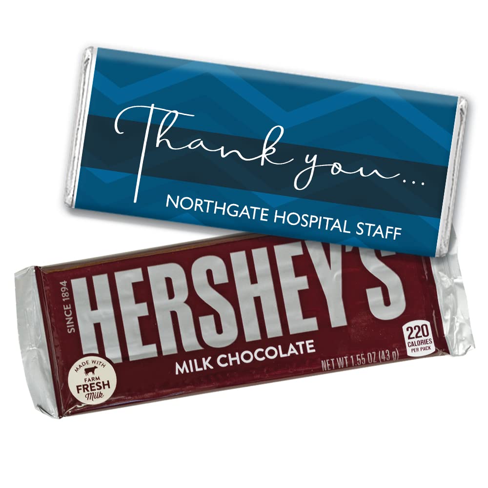 Personalized Thank You Chocolate Bars (12 Pack) - Custom True Blue Candy for Gifts, Parties & Appreciation Events - Perfect for Weddings, Baby Showers & Corporate Thank Yous