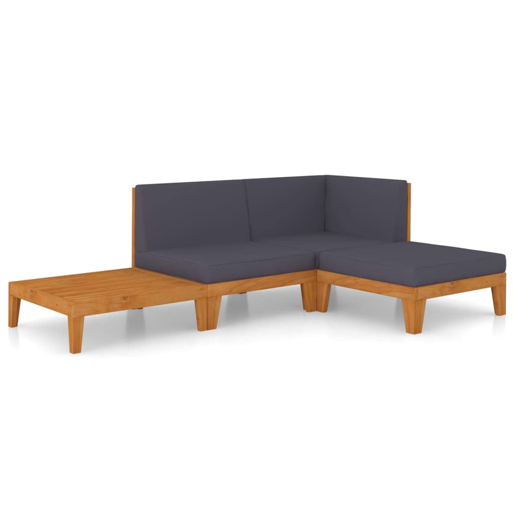 4-Piece Outdoor Patio Furniture Set - All-Weather Acacia Wood Sectional Sofa with Cushions & Coffee Table for Garden, Backyard, Poolside & Deck - Durable Conversation Set for Relaxing & Entertaining