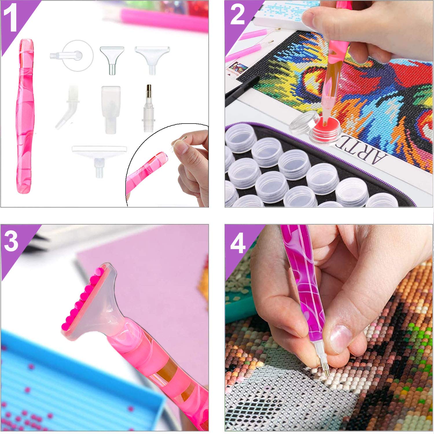 CACIHOM 60 Grids Diamond Painting Storage Container with 60 Bottles - Round Double Zipper Carry Case for Diamond Art Kits - Perfect for DIY Crafts, Home Decor & Travel Organization