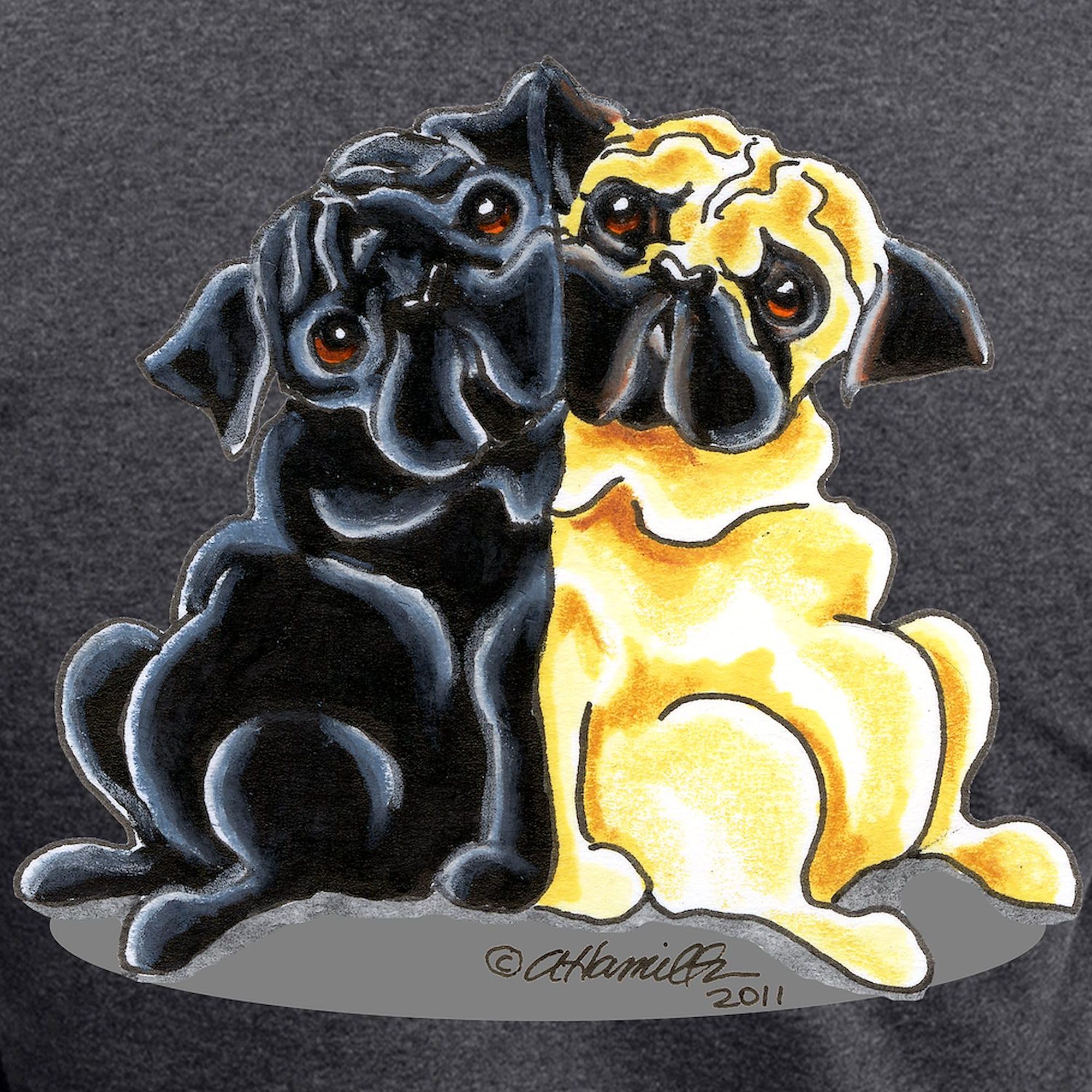 Black Fawn Pug Women's Charcoal Pajama Set - Cute Dog Print Sleepwear for Women | Cozy Lounge & Sleepwear for Dog Lovers
