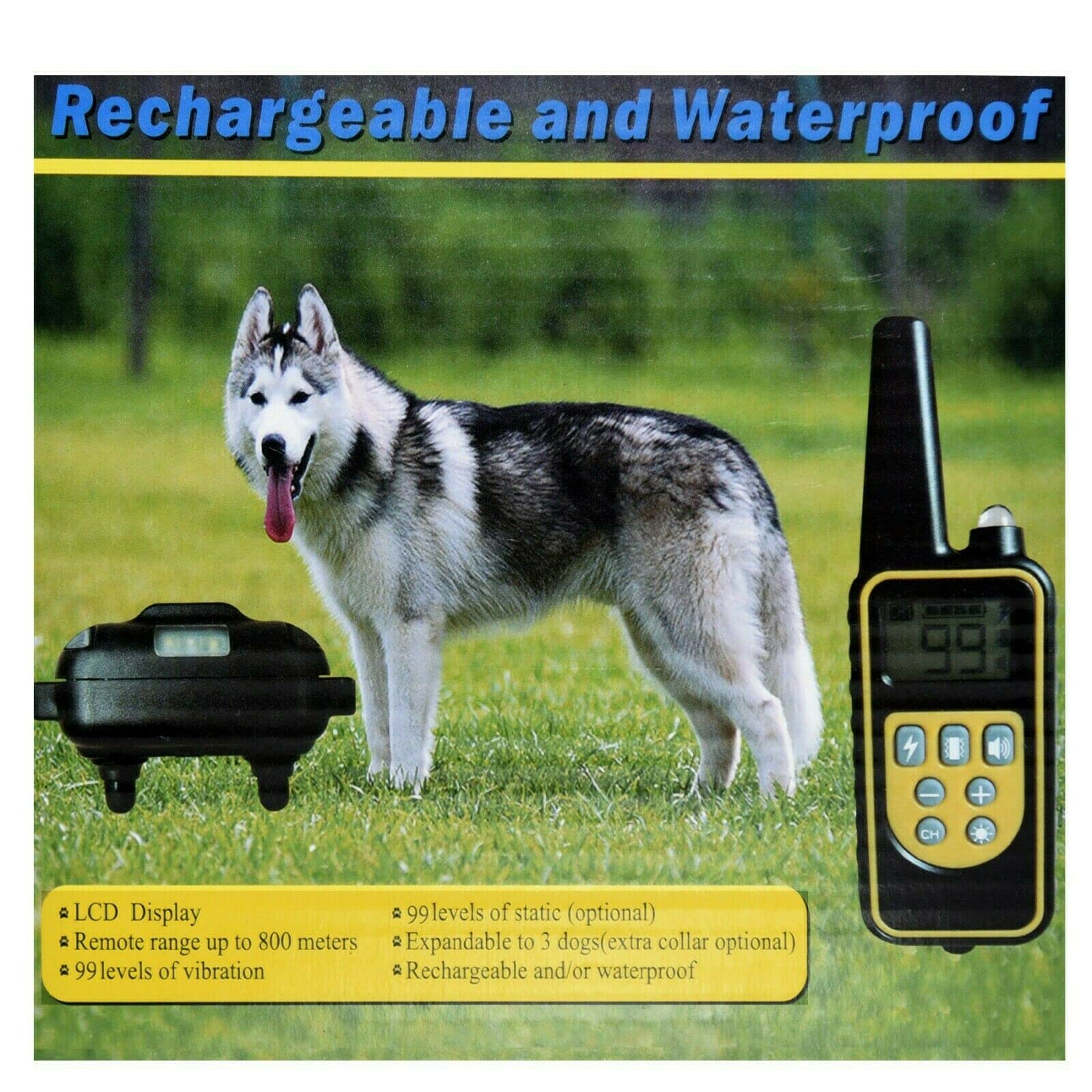 Waterproof Dog Training Collar - Shock & Vibration Remote Control for Small Medium Large Dogs - Adjustable & Rechargeable for Outdoor Walking Hunting Swimming
