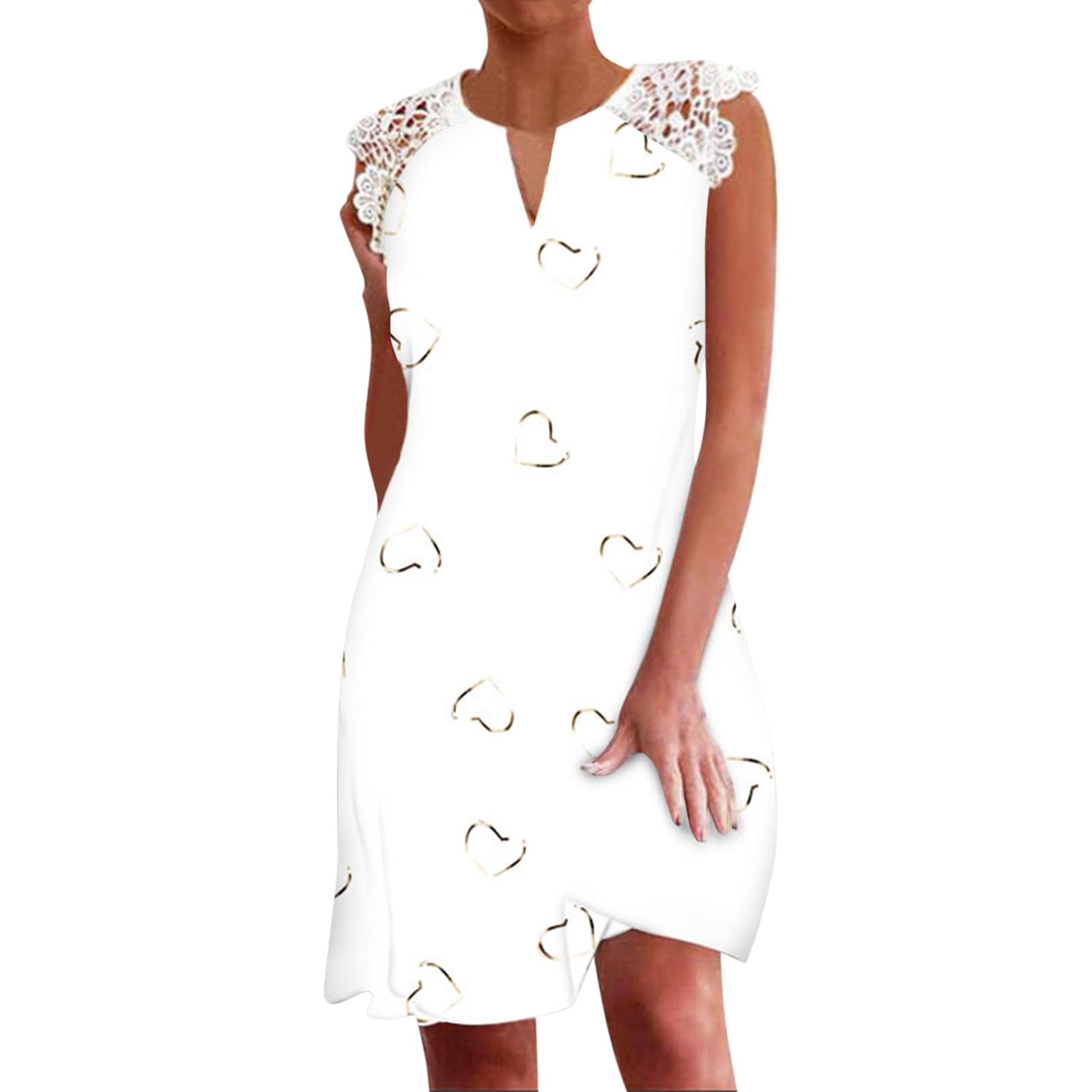 Women's Floral Print Lace Sleeve Casual Dress - Summer & Fall Midi Dress for Party, Date Night, Office Wear & Daily Outfits - Sexy Loose Fit Dress with Floral Pattern