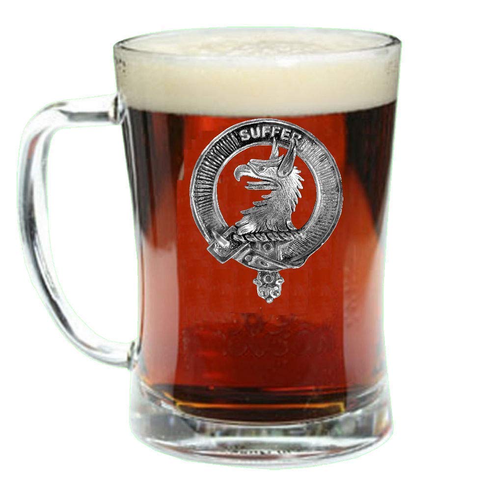Haldane Scottish Clan Crest Badge Glass Beer Mug - Traditional Scottish Drinking Cup for Pub, Party & Home Decor - Perfect for Whiskey, Ale & Collectors Gift