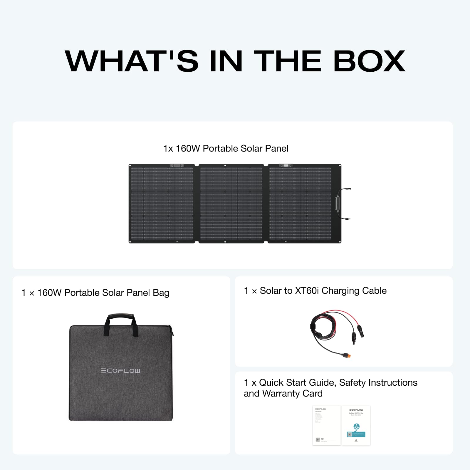EF ECOFLOW 160W Portable Solar Panel for Power Stations - High Efficiency 25% Foldable Solar Charger with Adjustable Kickstand, IP68 Waterproof - Perfect for Outdoor Camping, RV Trips, Emergency Power & Off-Grid Living (NextGen Version)