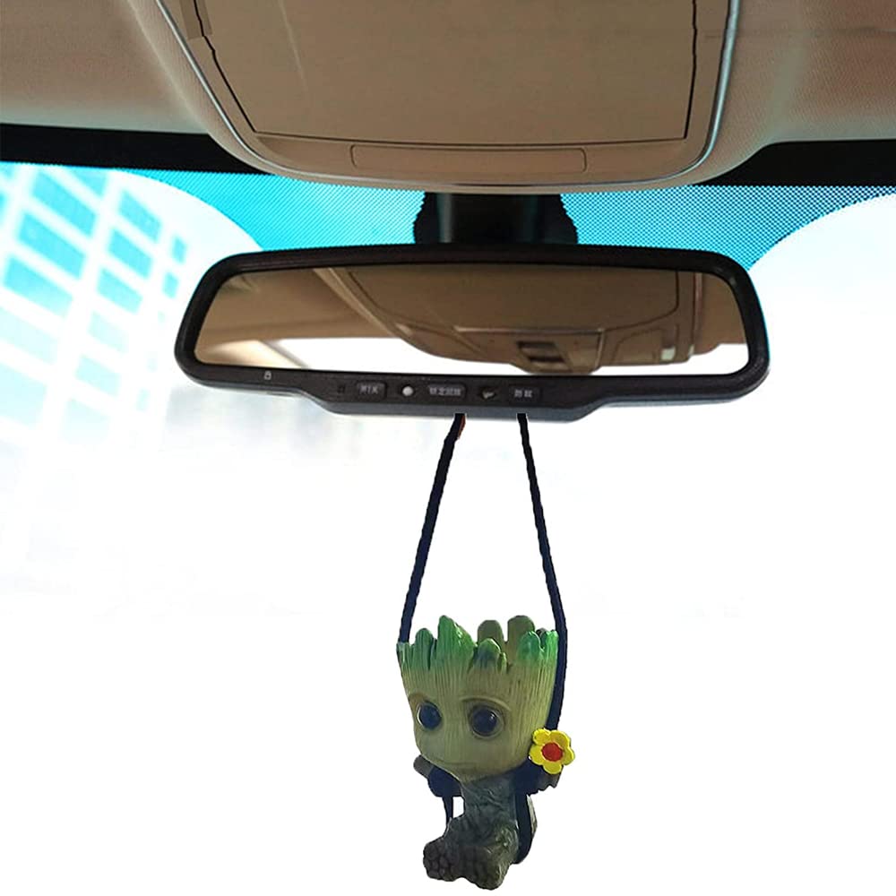 Funny Smiling Little Tree Man Car Hanging Accessory - Cute Mirror Charm Pendant for Car Decor - Perfect for Road Trips & Daily Commutes