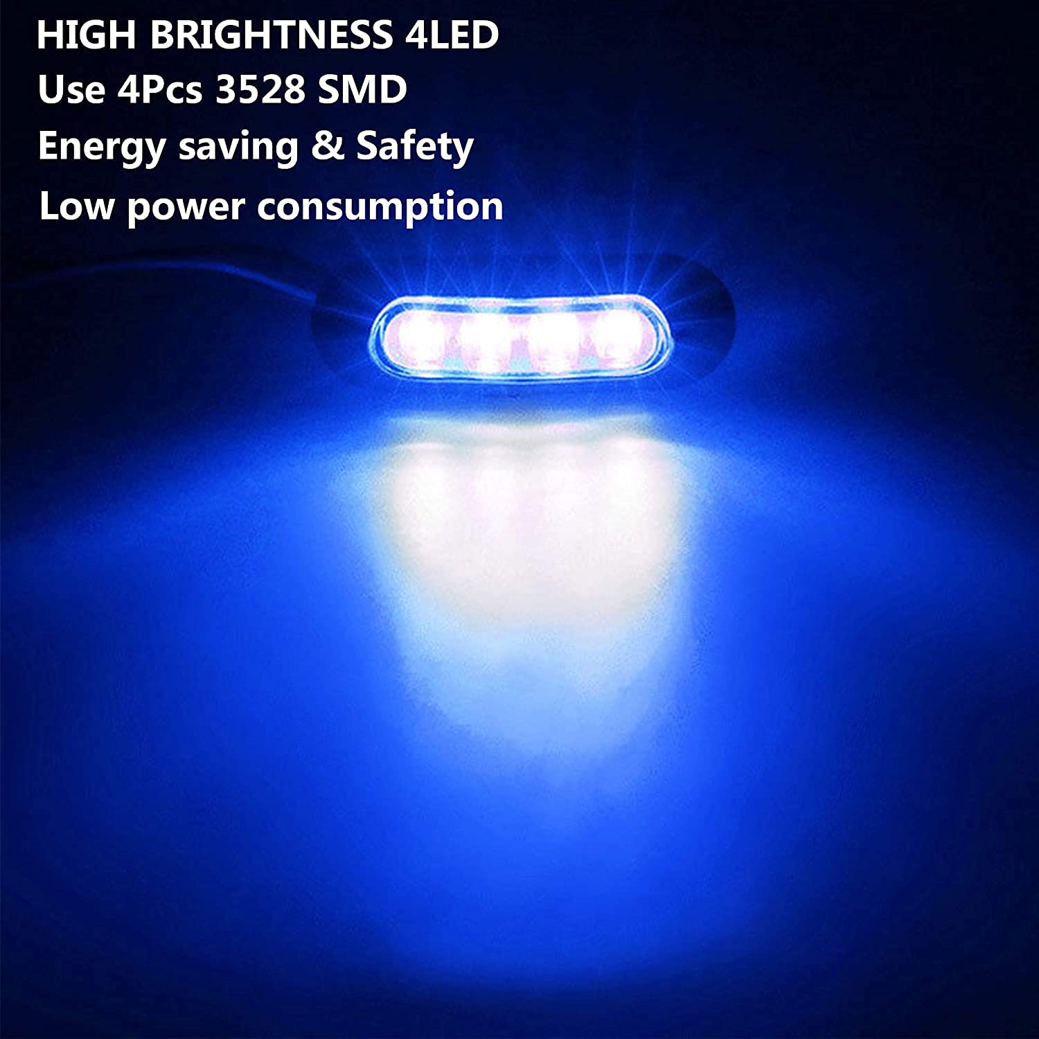 6Pcs Waterproof Blue LED Marine Boat Interior Lights - 12V/24V for Pontoon, Kayak, Yacht, Sailboat & Bass Boat - Perfect for Night Fishing & Cabin Lighting