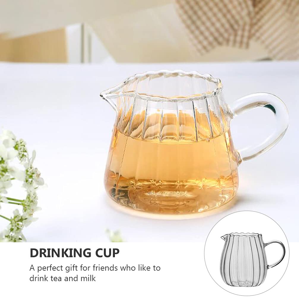 Luxshiny Glass Milk Creamer Pitcher - Small Wave Design Creamer & Sauce Pitcher for Coffee, Tea, and Kitchen Use - Perfect for Home, Cafe, and Restaurant Serving
