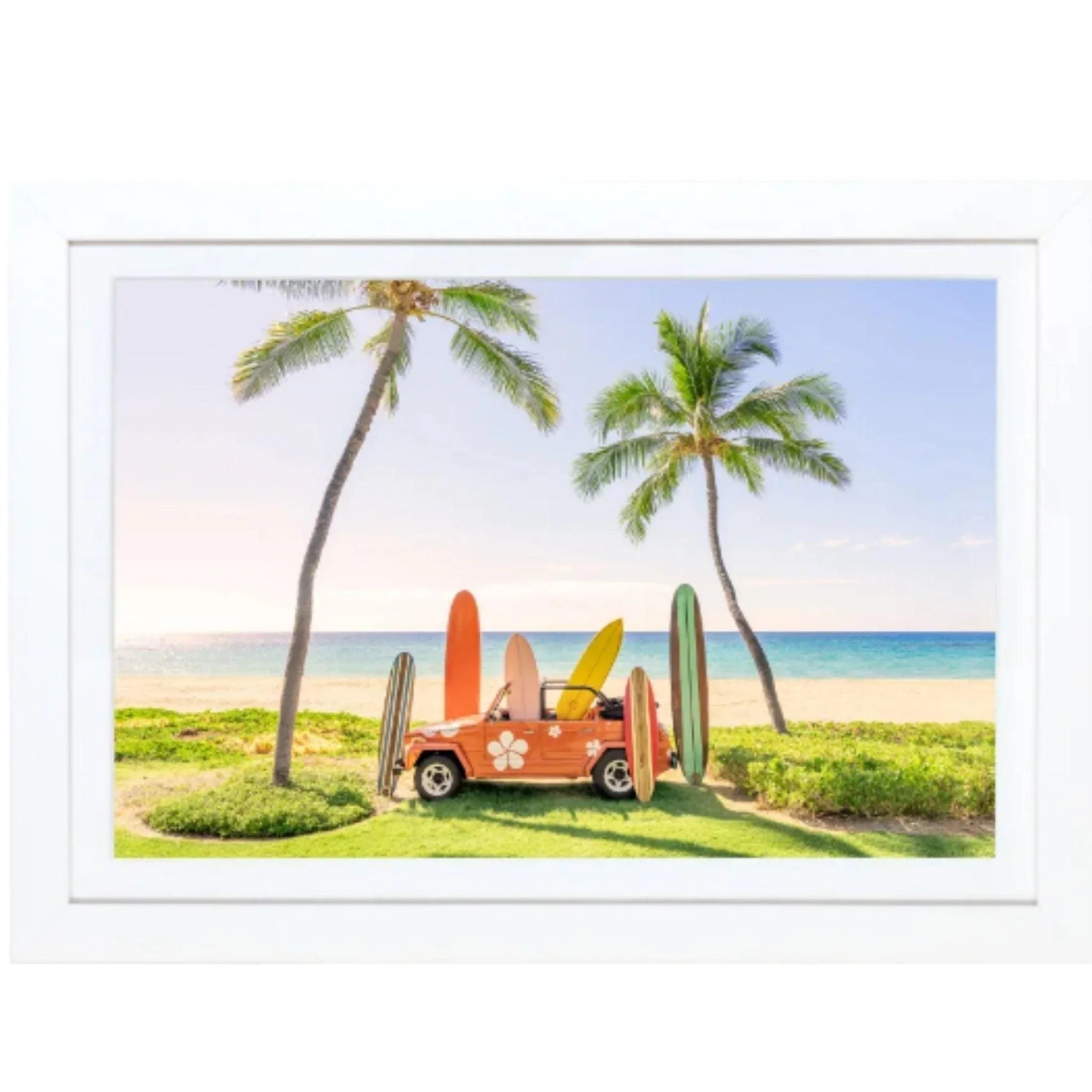 Gray Malin Mauna Kea Mini Framed Beach Buggy Print - Tropical Wall Art for Home, Office & Beach House Decor