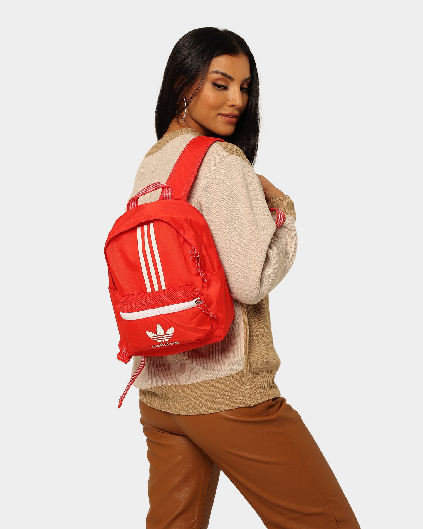 Adidas Small Backpack for Women & Men - Lightweight Red & White School Backpack, Travel Daypack for Hiking, Gym, Work & College