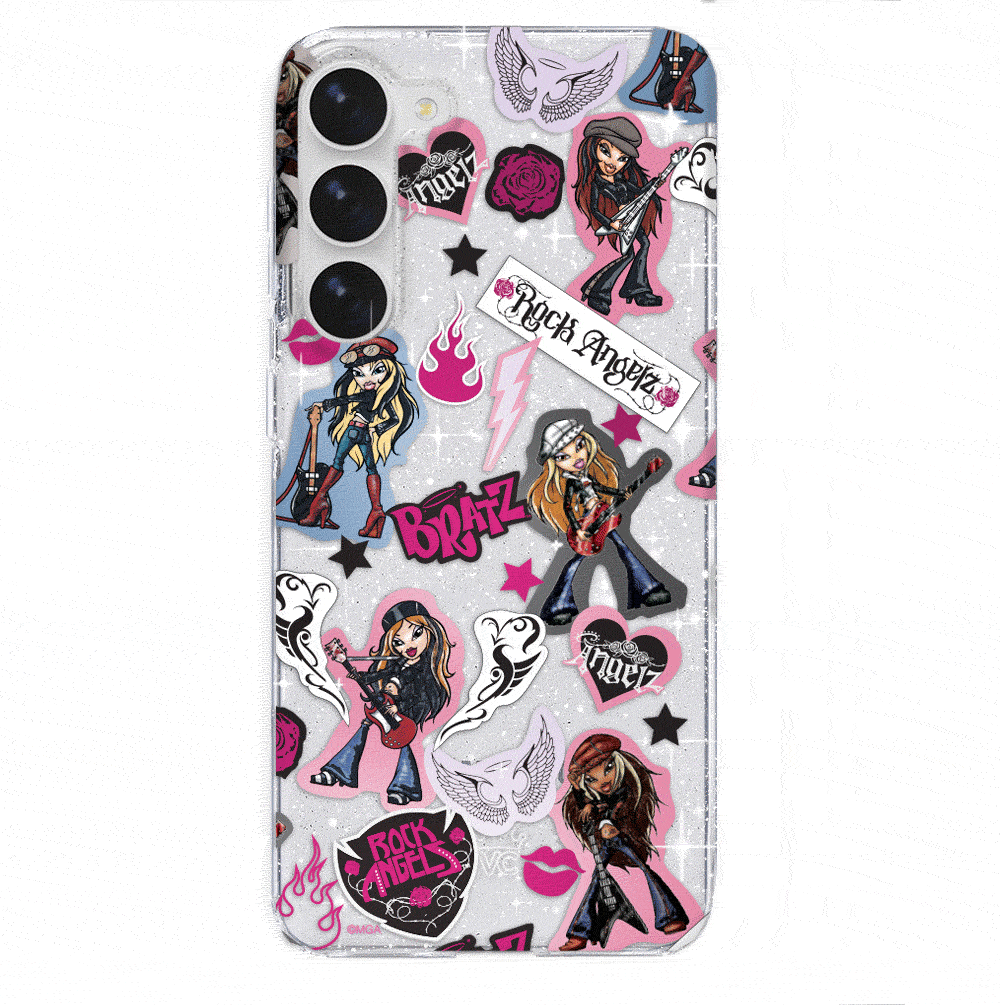 Bratz Rock Angelz Glitter Samsung Phone Case - Trendy Protective Cover for Galaxy S21/S20/Note 20 - Perfect for Teens, Fans, and Fashion Lovers